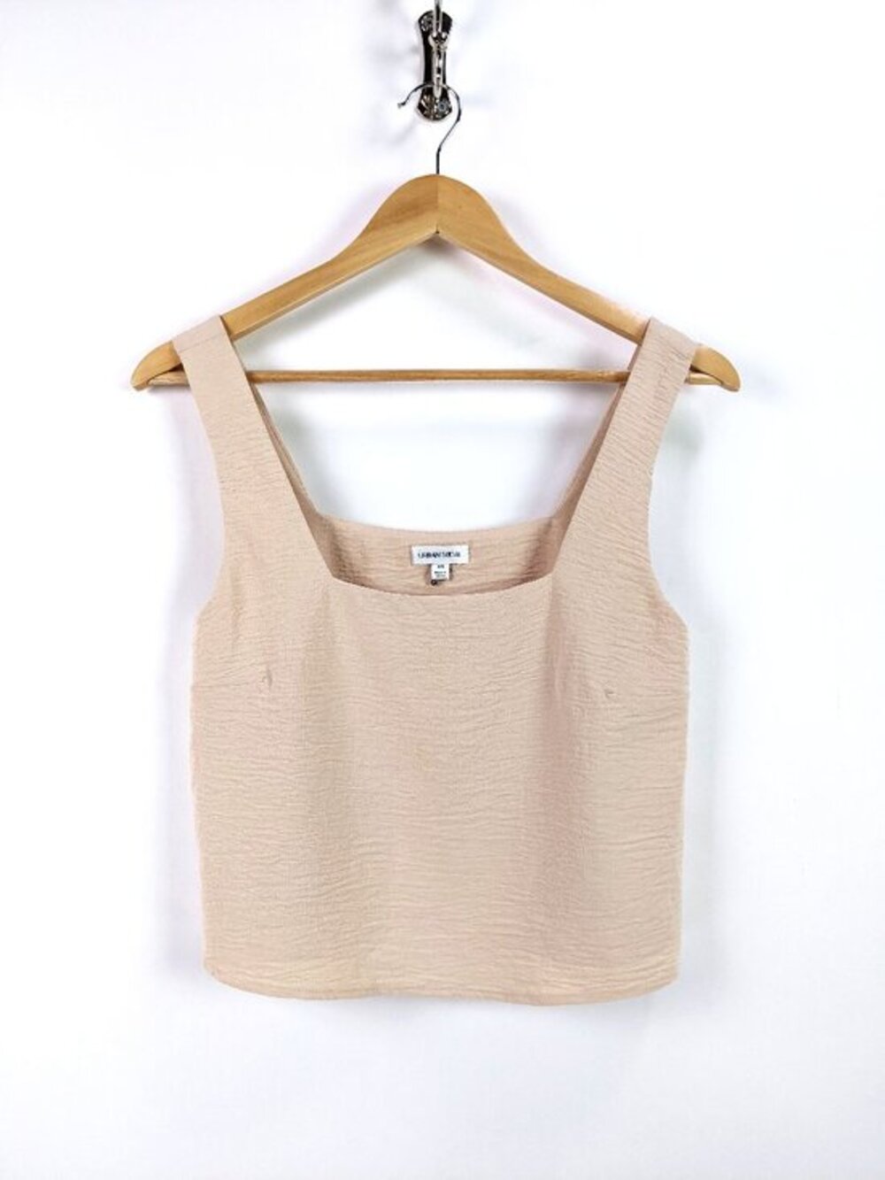 Urban Social Womens Square Neck Sleeveless Cropped Tank Top in Beige Size XS